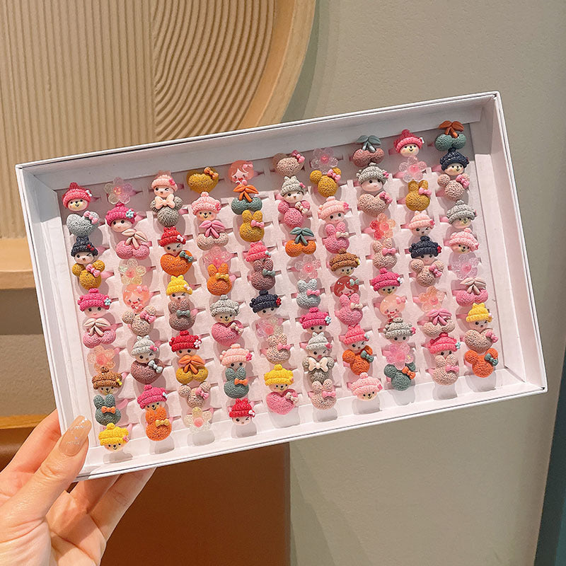 Children's Cartoon Cute Baby Open Plastic Ring Girls Versatile Fruit Adjustable Ring Little Girl Jewelry