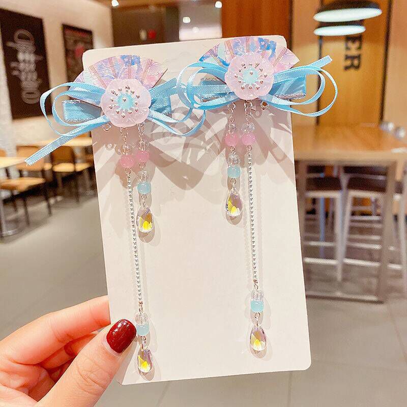 Children's Ancient Style Hair Accessories, Hairpins, Han Dynasty Costume Accessories, Tassels, Flowers, Super Fairy Clips, Girls' Glass Headdresses, Butterflies