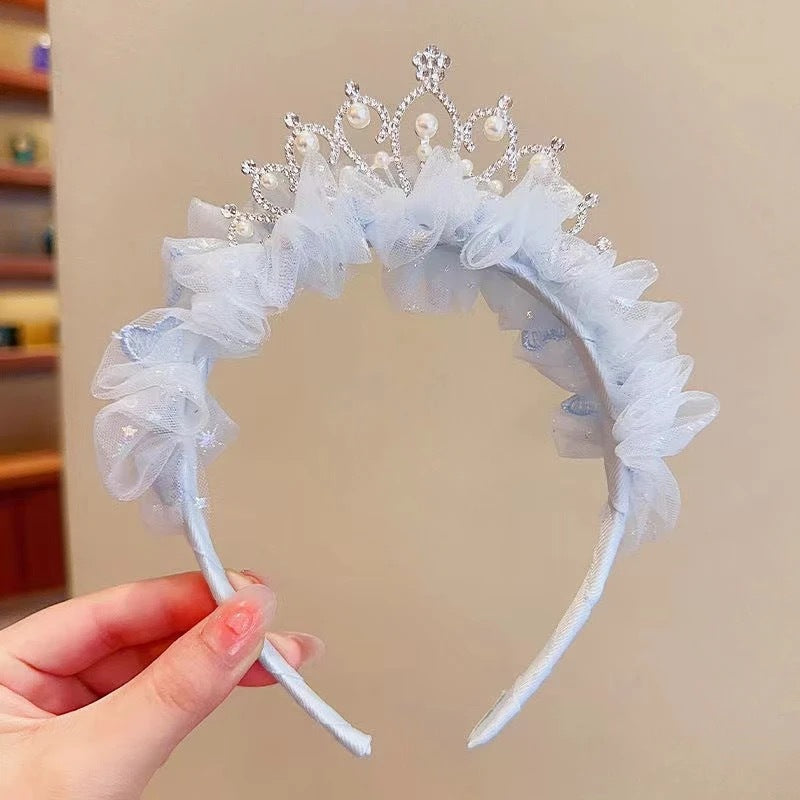 South Korea Bow Crown Children's Hair Band Girls High Sense Princess Temperament Pearl Tassel Headwear Hair Cards Girls