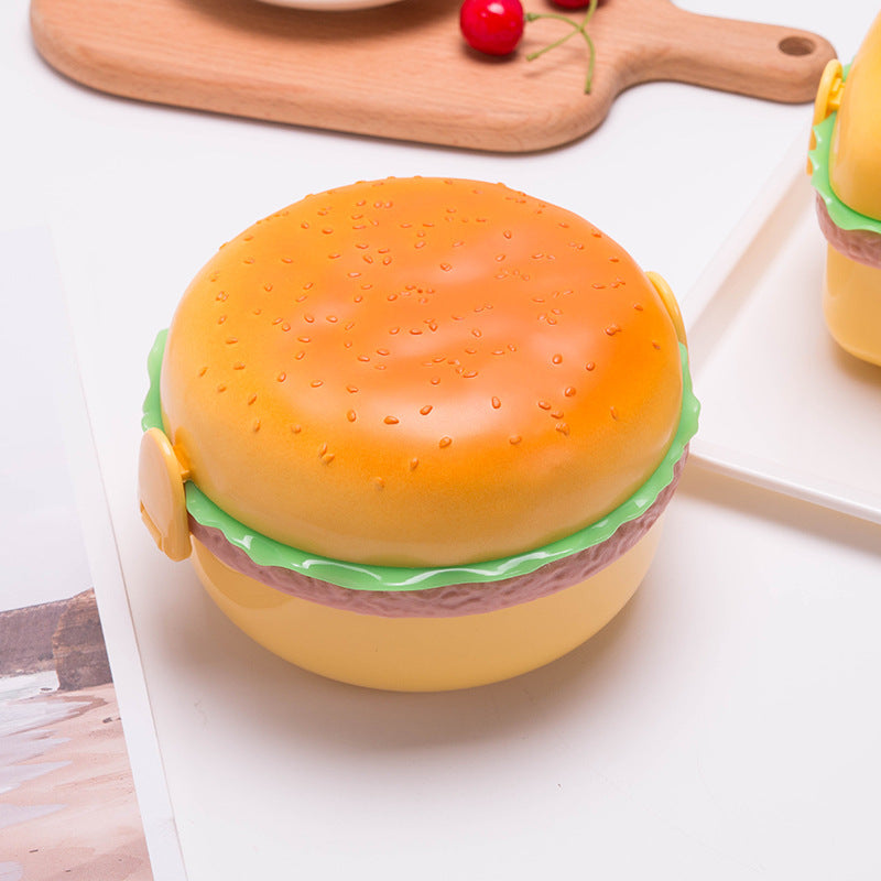 Creative Cute Burger Student Lunch Box Microwave Lunch Box Multi-Layer Children's Lunch Box Fruit Crisper Gift
