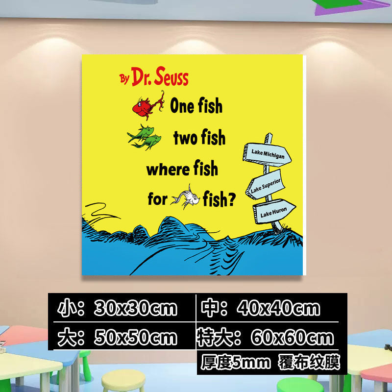 English Classroom Picture Book Library Decoration Kindergarten Corridor Staircase Wall Decoration Hanging Paintings Reading Area Cultural Wall Stickers