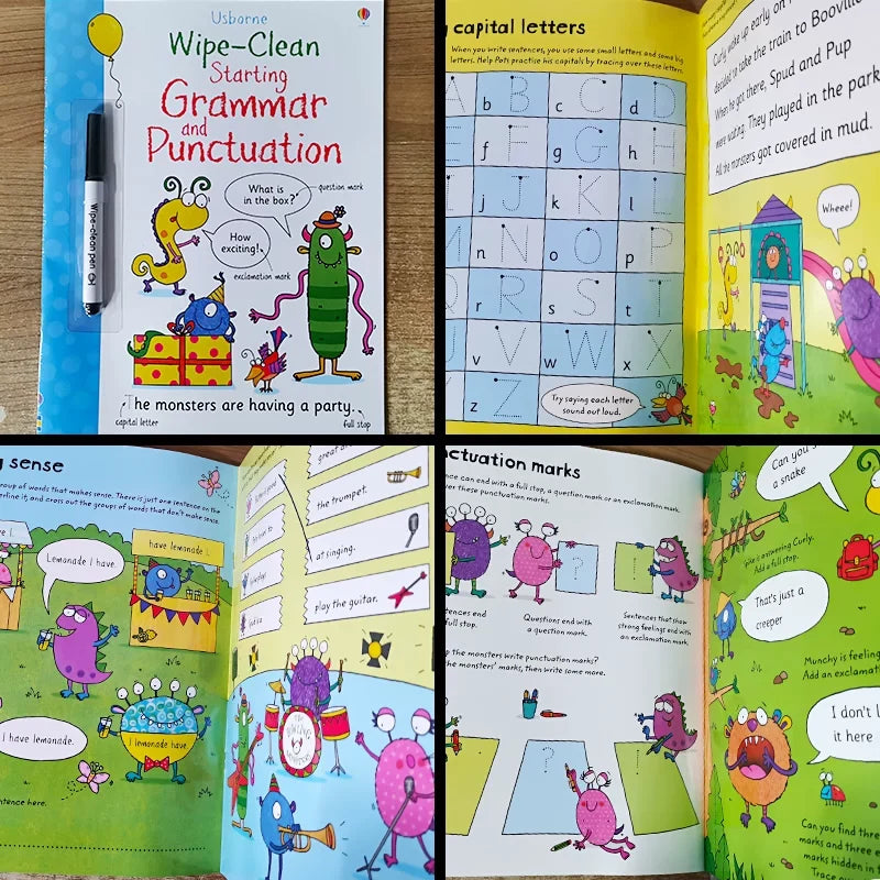 Erasable and reusable English learning workbook