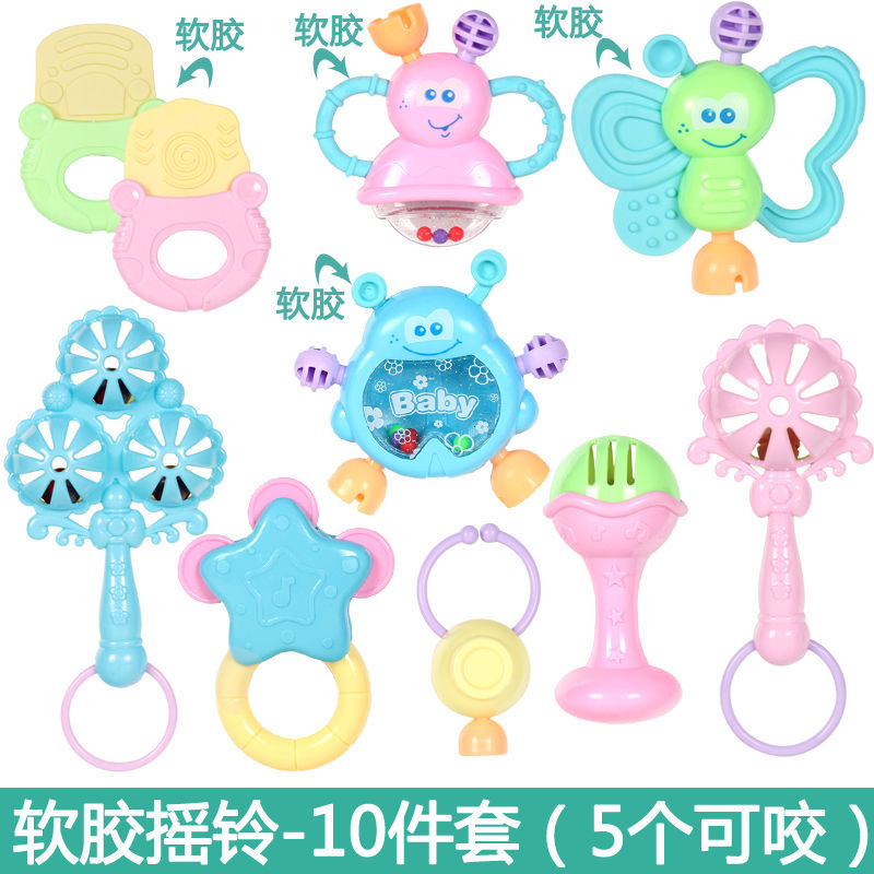 0-1 Year Old Baby Toy Teether Hand Rattle Can Be Grasped and Chewed 3-6 Months Educational Early Education Newborn Baby
