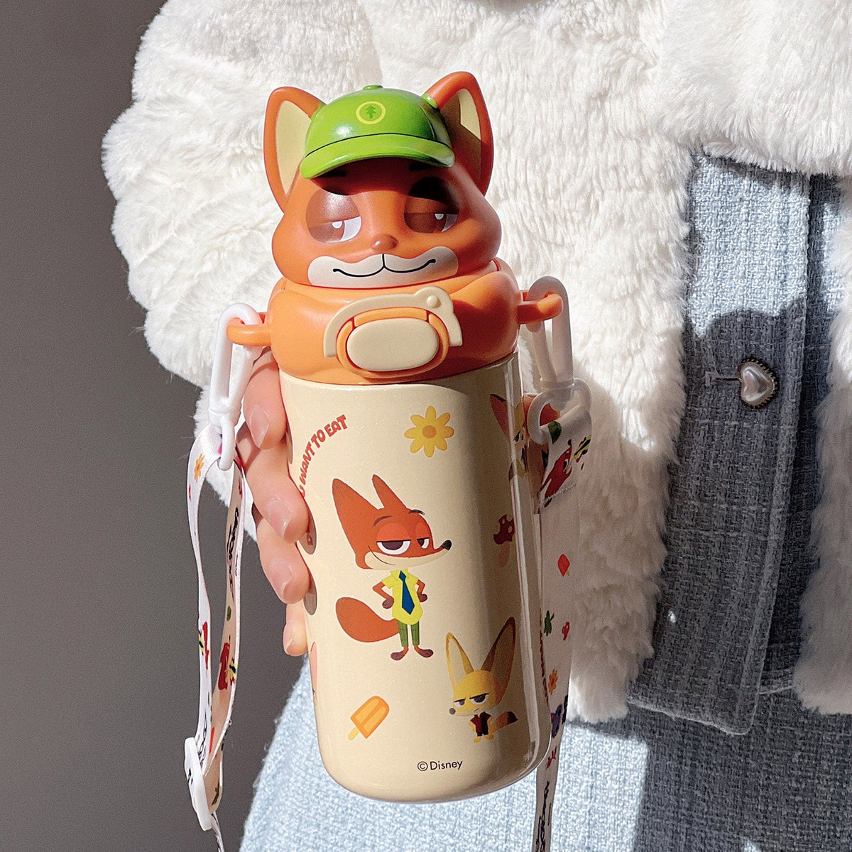 Judy Nick Children's Thermos Cup, New Model, Stylish Straw Cup for Girls, Portable Strap Water Bottle, Specially Designed for Students Going to School