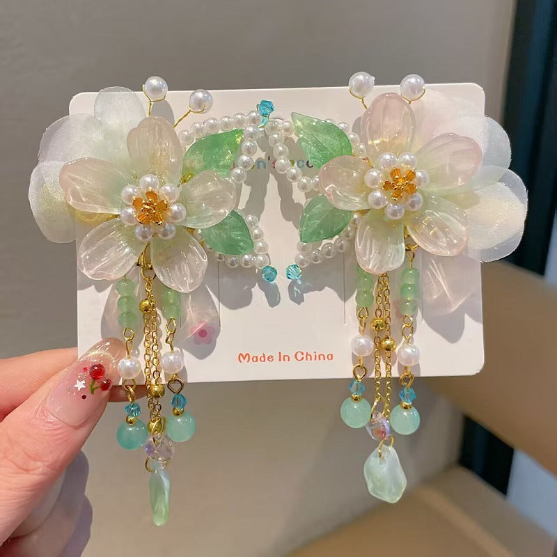 Children's Ancient Style Hair Accessories, Hairpins, Han Dynasty Costume Accessories, Tassels, Flowers, Super Fairy Clips, Girls' Glass Headdresses, Butterflies
