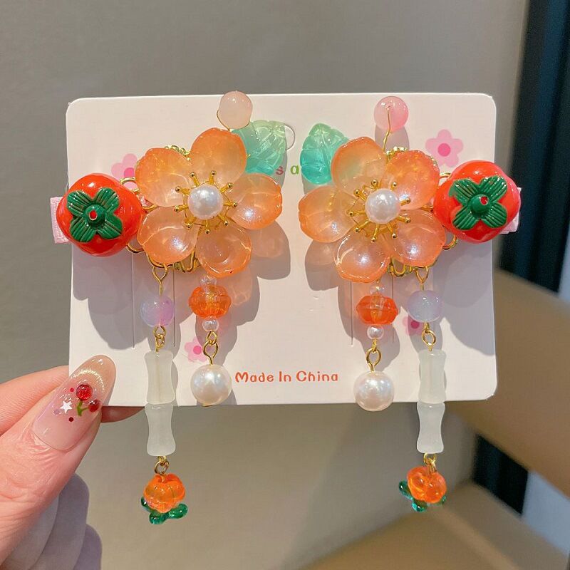 Children's Ancient Style Hair Accessories, Hairpins, Han Dynasty Costume Accessories, Tassels, Flowers, Super Fairy Clips, Girls' Glass Headdresses, Butterflies