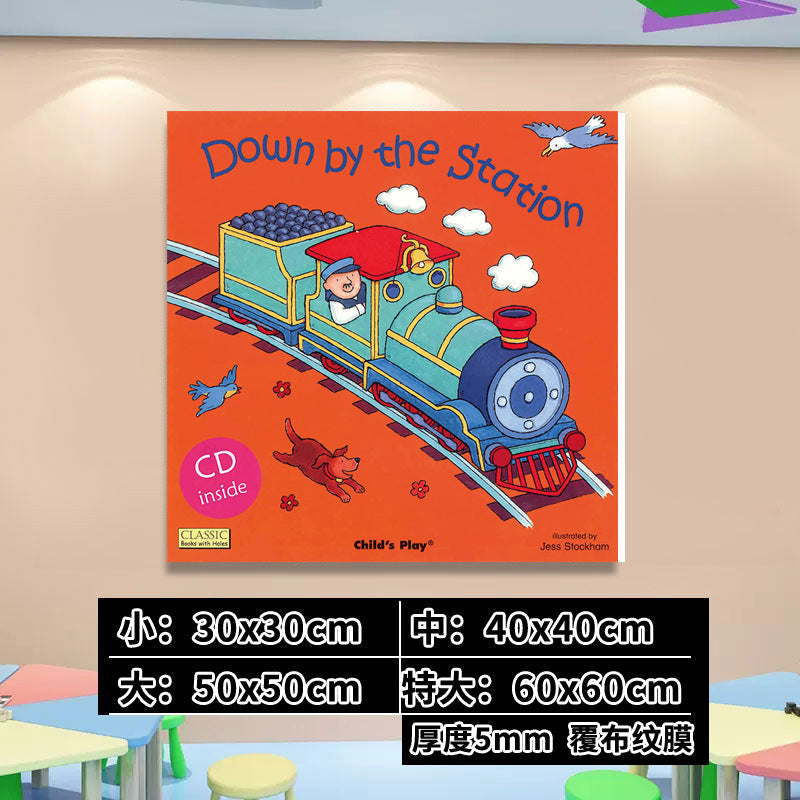 English Classroom Picture Book Library Decoration Kindergarten Corridor Staircase Wall Decoration Hanging Paintings Reading Area Cultural Wall Stickers