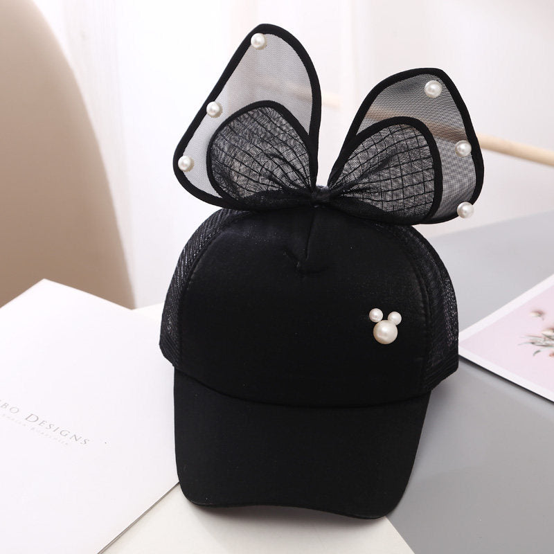 Hat Baby Baseball Cap Breathable Mesh Sun Hat Sun Protection Bowknot Peaked Cap Summer Sun Protection Sun Hat