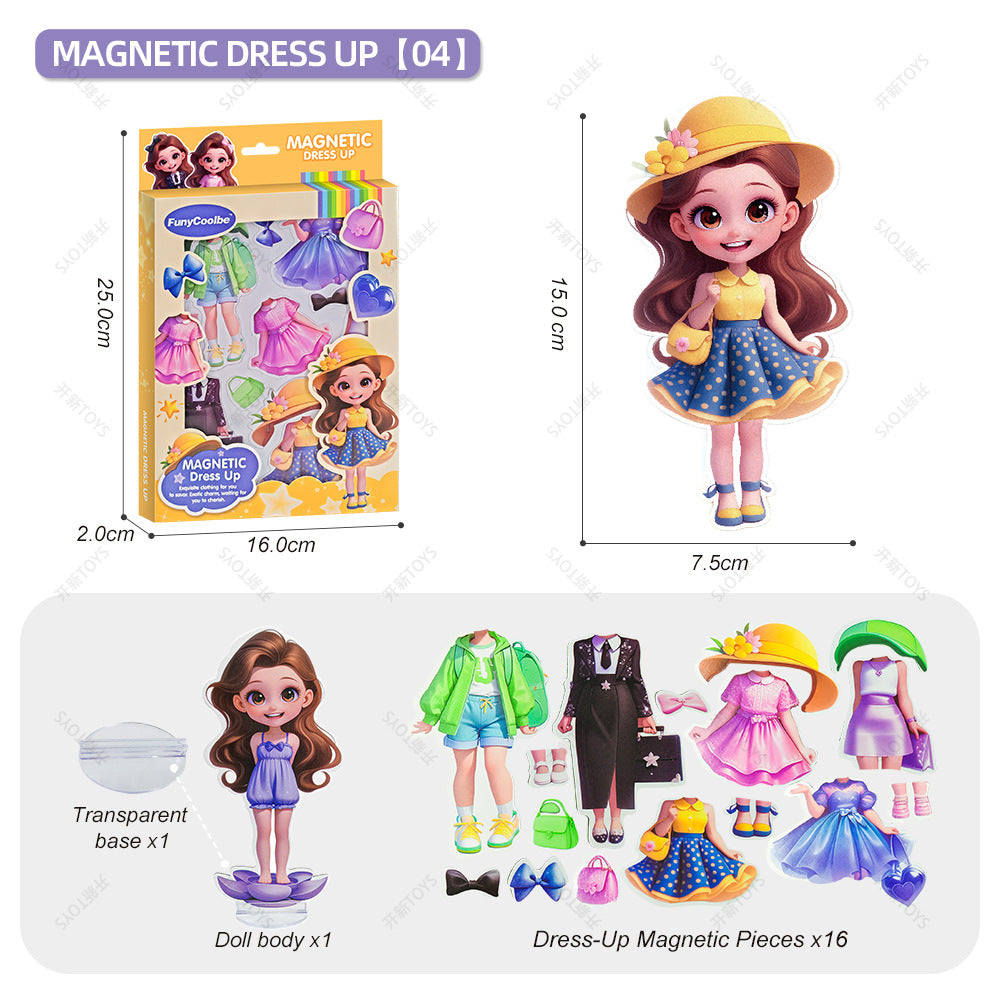 <Ready Stock Wholesale>Diy Magnetic Sticker Dress-Up Toys Kindergarten Girls Magnetic Dress-Up Educational Toy Gifts