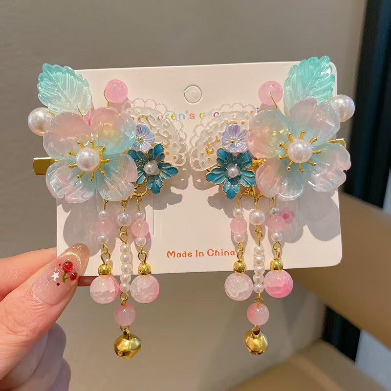 Children's Ancient Style Hair Accessories, Hairpins, Han Dynasty Costume Accessories, Tassels, Flowers, Super Fairy Clips, Girls' Glass Headdresses, Butterflies