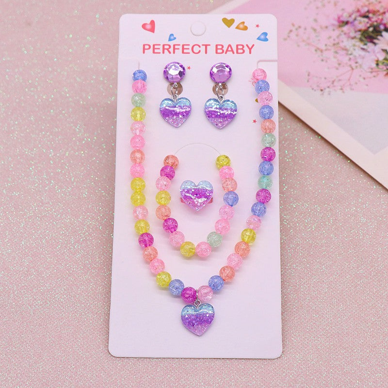 Cross-border New Children's Necklace Bracelet suit Cute Unicorn Love Necklace Little Girl Jewelry Clothes Accessories