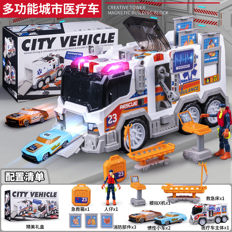 Sam's Same Model Fire Truck Large Toy Car for Boys, Children's Engineering Vehicle Fleet, Boys' Fire Truck Toy