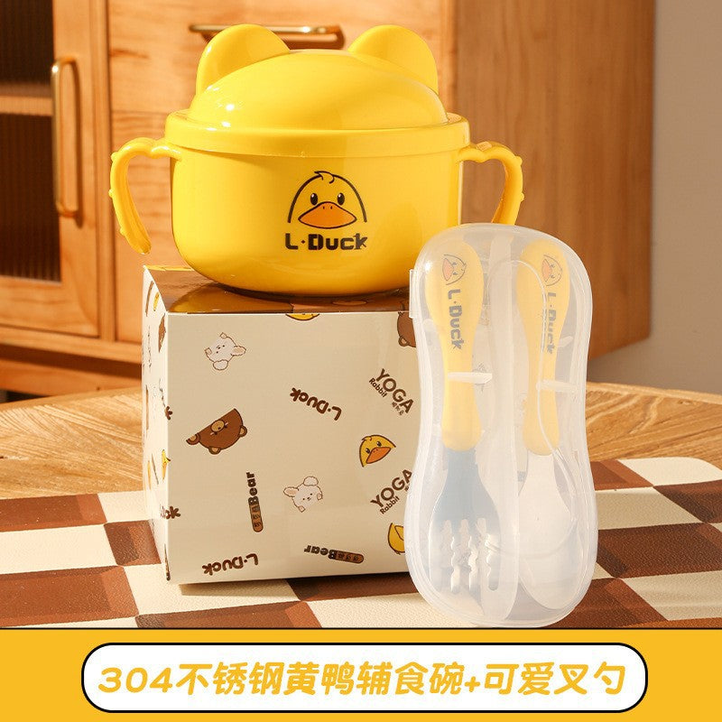 Children's Tableware Set 304 Stainless Steel Baby Learning-To-Eat Training Bowl Food-Grade Feeding Plate