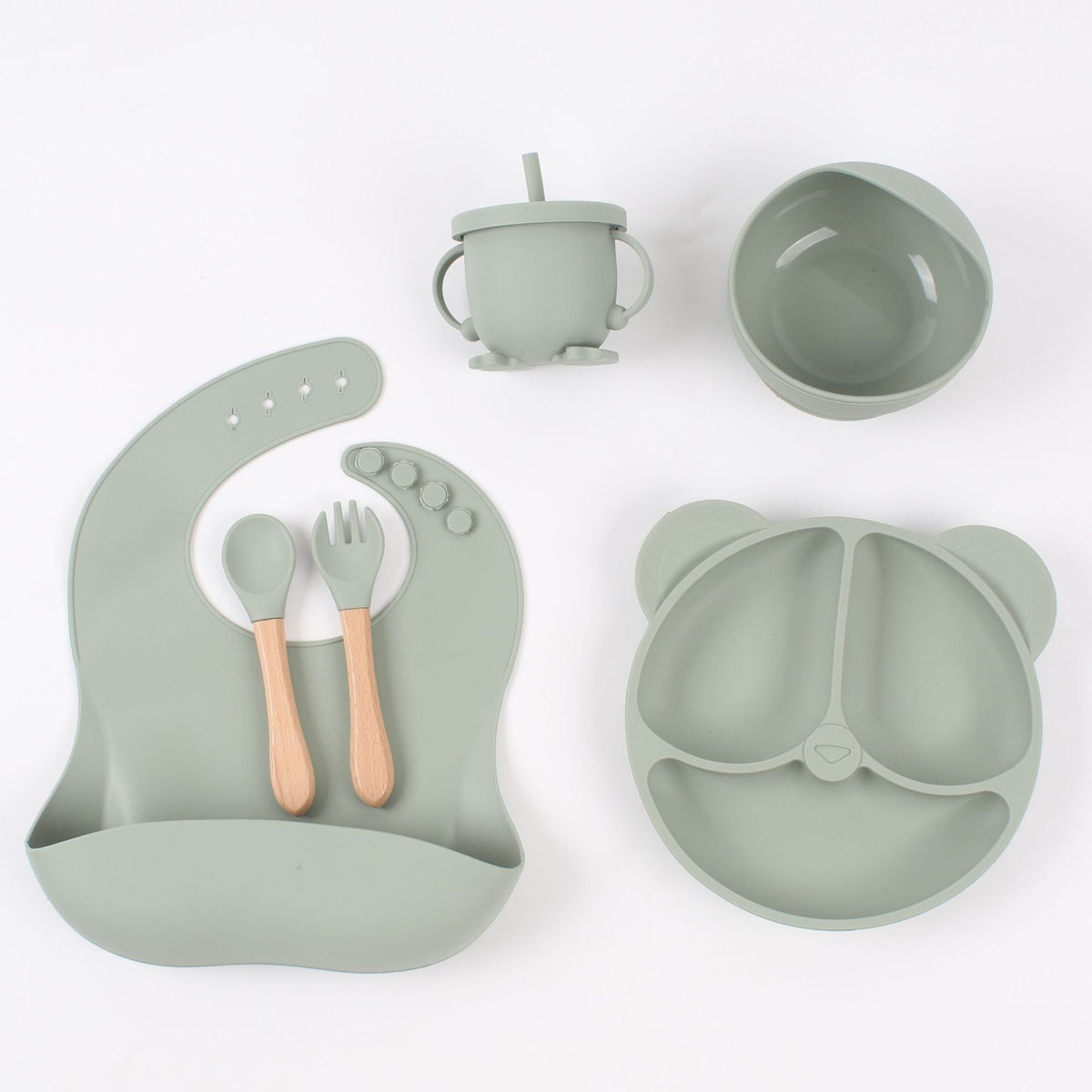 6-Piece Set of Silicone Baby Tableware, Baby Food Bowls, Baby Supplies, Kidsren's Supplies, Mother and Baby Supplies, Supply Plates