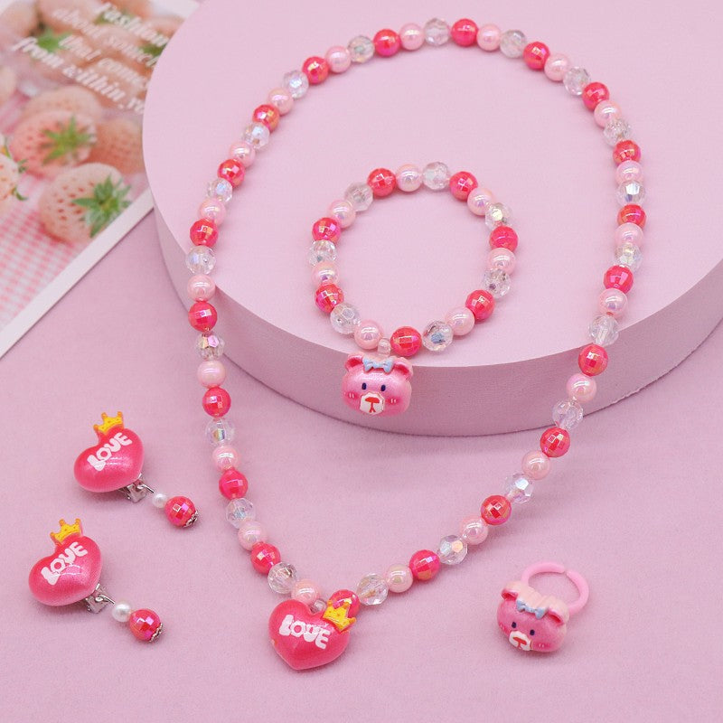 Cross-border New Children's Necklace suit Girls Beaded Necklace Cute Cartoon Necklace Girls Baby Jewelry