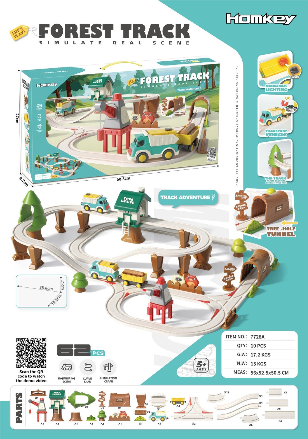 Cross-Border Electric Train Forest Logging Track Children's Assembled Circular Overpass Educational Track Car Boy Toy