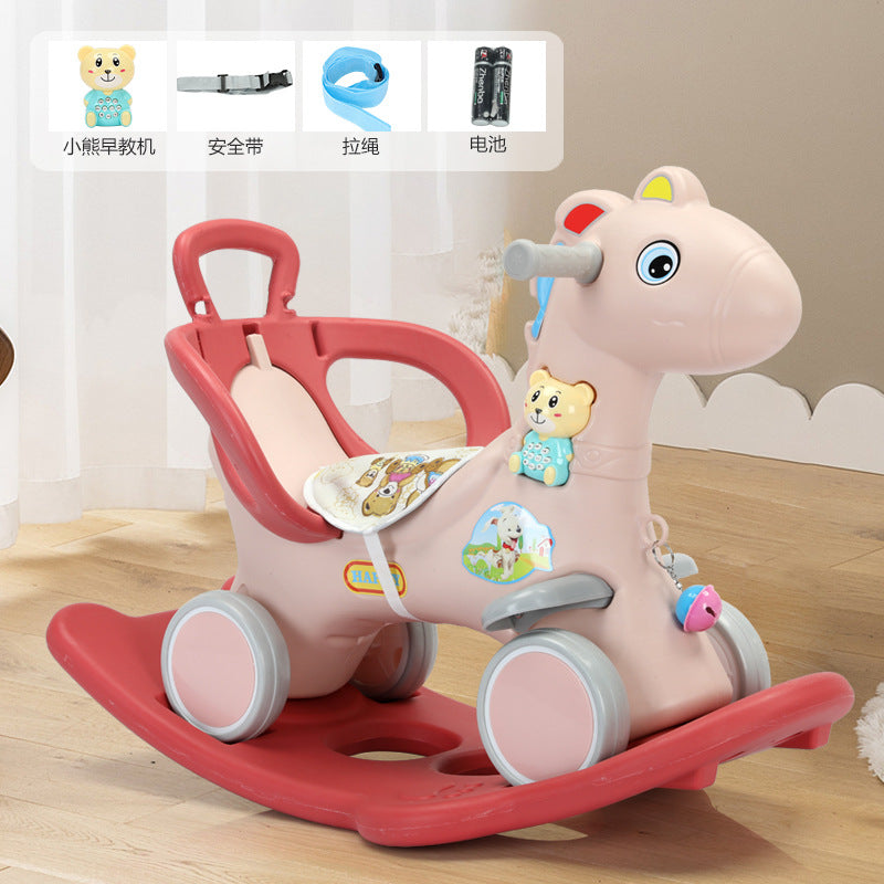 Rocking Horse Children's Trojan Horse 2-in-1 Rocking Horse Toy Car Baby Rocking Car Detachable Sliding Baby Soothing Chair