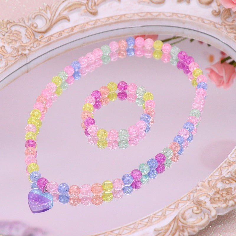 Cross-border New Children's Necklace Bracelet suit Cute Unicorn Love Necklace Little Girl Jewelry Clothes Accessories