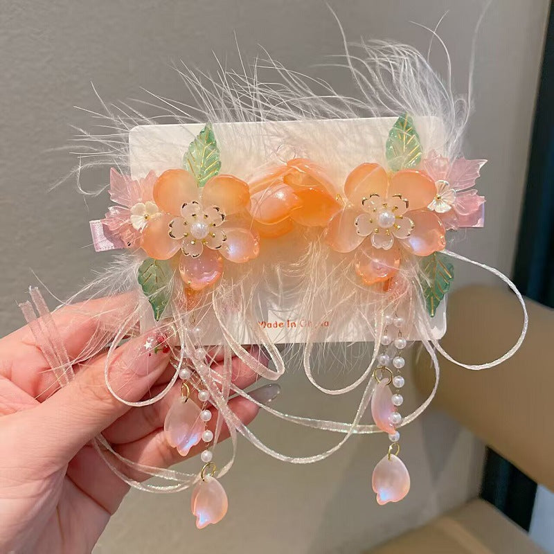 Children's Ancient Style Hair Accessories, Hairpins, Han Dynasty Costume Accessories, Tassels, Flowers, Super Fairy Clips, Girls' Glass Headdresses, Butterflies