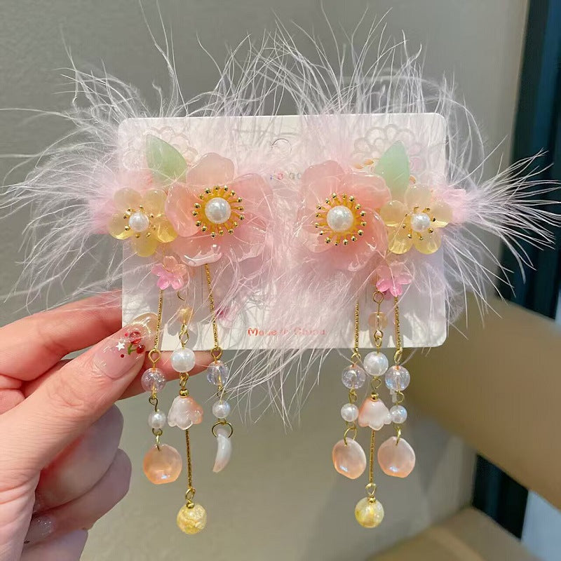 Children's Ancient Style Hair Accessories, Hairpins, Han Dynasty Costume Accessories, Tassels, Flowers, Super Fairy Clips, Girls' Glass Headdresses, Butterflies