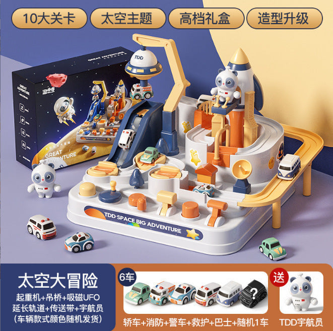 Cross-border Internet Red Children's Toys Electric Railcar Steam Spacecraft Breaking through the Pass Car Educational Assembled Track Stall