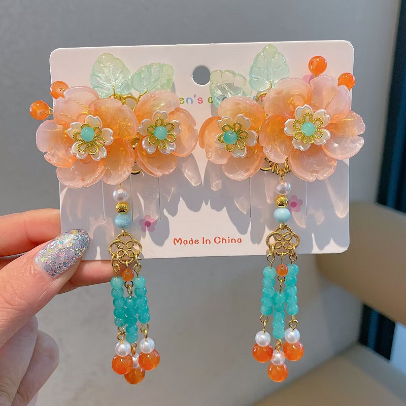 Children's Ancient Style Hair Accessories, Hairpins, Han Dynasty Costume Accessories, Tassels, Flowers, Super Fairy Clips, Girls' Glass Headdresses, Butterflies