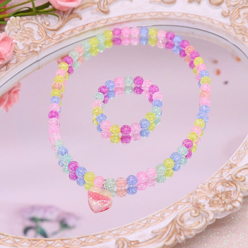 Cross-border New Children's Necklace Bracelet suit Cute Unicorn Love Necklace Little Girl Jewelry Clothes Accessories