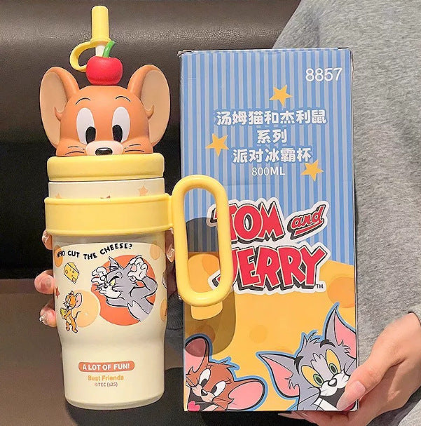 Judy Nick Children's Thermos Cup, New Model, Stylish Straw Cup for Girls, Portable Strap Water Bottle, Specially Designed for Students Going to School