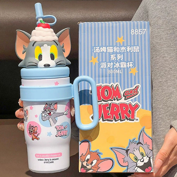 Judy Nick Children's Thermos Cup, New Model, Stylish Straw Cup for Girls, Portable Strap Water Bottle, Specially Designed for Students Going to School