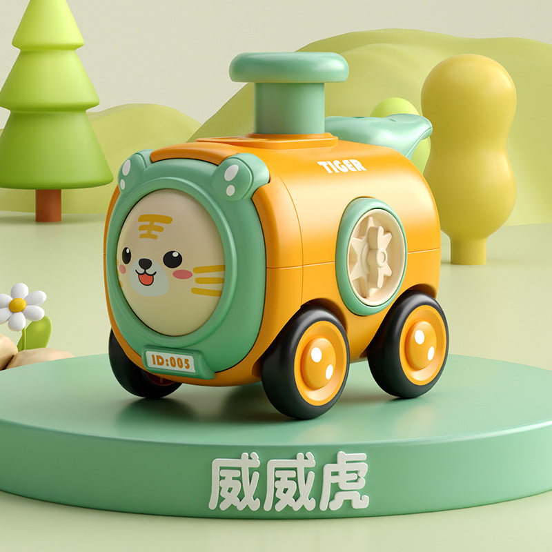 New Inertia Toy Car Pressing Face-changing Whistle Train Fall-resistant Cartoon Car Boy Parent-Child Interaction