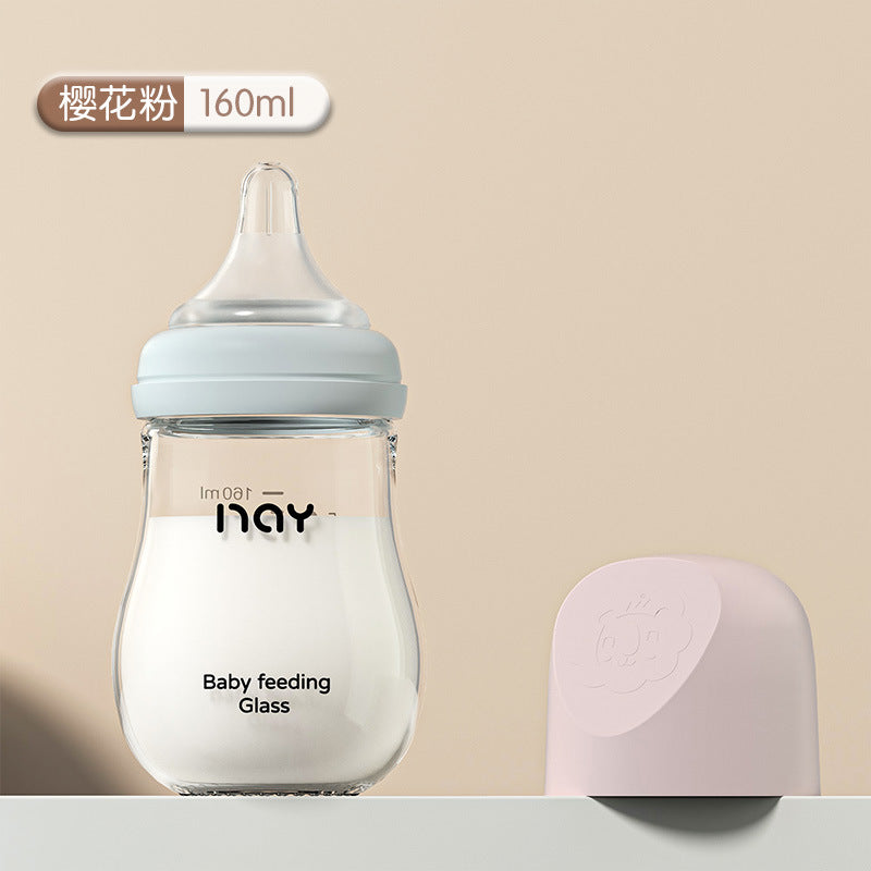 Nuoaiin Newborn Borosilicate Glass Baby Bottle Anti-Choking Anti-Flatulence Newborn Baby Bottle Cross-Border Ready Stock