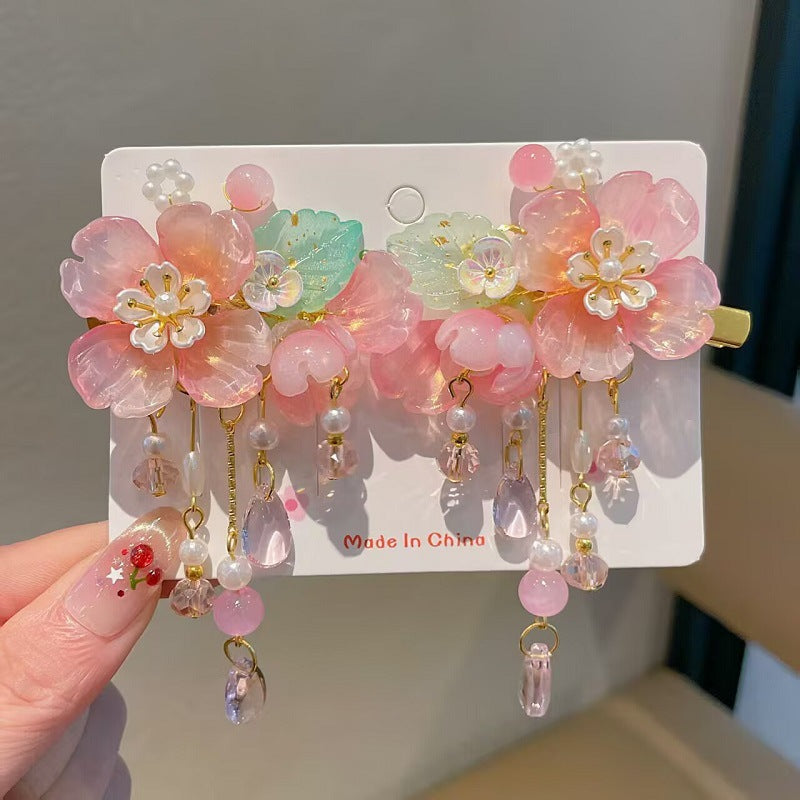 Children's Ancient Style Hair Accessories, Hairpins, Han Dynasty Costume Accessories, Tassels, Flowers, Super Fairy Clips, Girls' Glass Headdresses, Butterflies