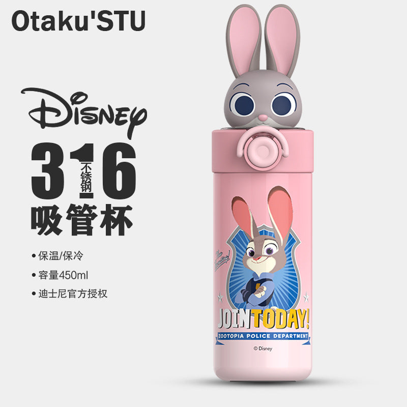 Judy Nick Children's Thermos Cup, New Model, Stylish Straw Cup for Girls, Portable Strap Water Bottle, Specially Designed for Students Going to School