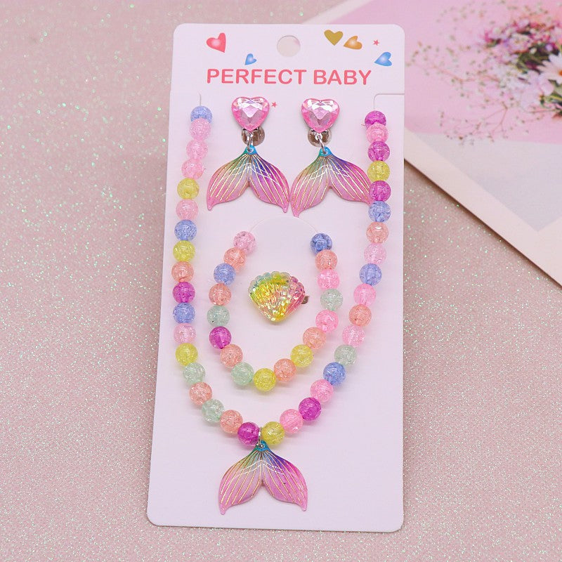 Cross-border New Children's Necklace Bracelet suit Cute Unicorn Love Necklace Little Girl Jewelry Clothes Accessories