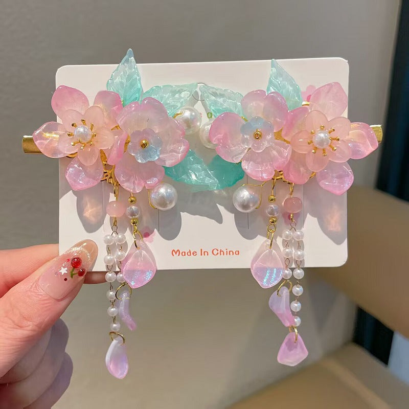 Children's Ancient Style Hair Accessories, Hairpins, Han Dynasty Costume Accessories, Tassels, Flowers, Super Fairy Clips, Girls' Glass Headdresses, Butterflies