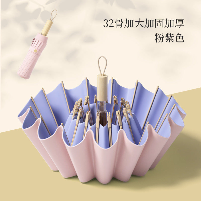 Tiktok Hot-Selling New Chinese-Style Vintage 32-Bone Folding Umbrella for Women, Dual-Use for Sun and Rain, Sun Protection and Uv Protection Umbrella