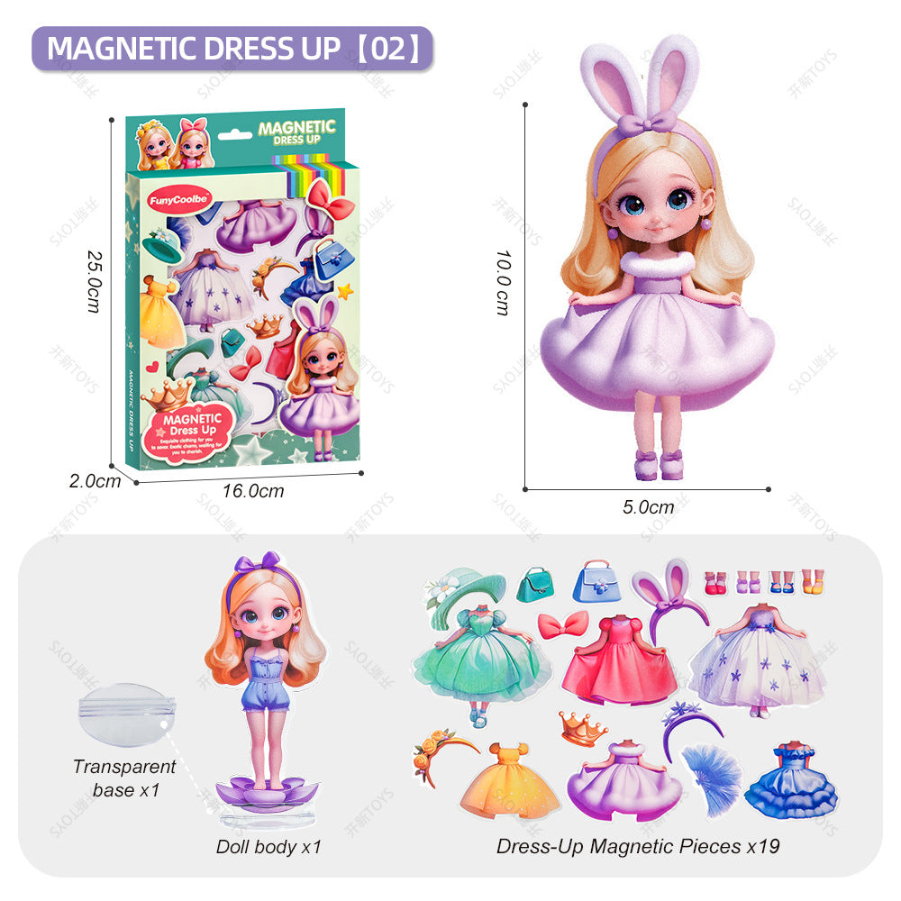 <Ready Stock Wholesale>Diy Magnetic Sticker Dress-Up Toys Kindergarten Girls Magnetic Dress-Up Educational Toy Gifts