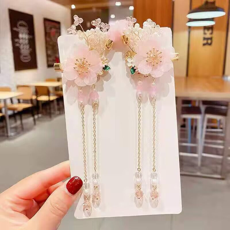 Children's Ancient Style Hair Accessories, Hairpins, Han Dynasty Costume Accessories, Tassels, Flowers, Super Fairy Clips, Girls' Glass Headdresses, Butterflies