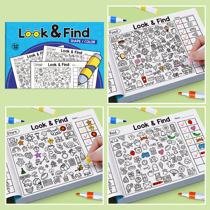 Cross-border Look &amp; Find Fun “Find It!” Game: Color-By-Observation Book for Toddlers to Build Early Attention &amp; Focus