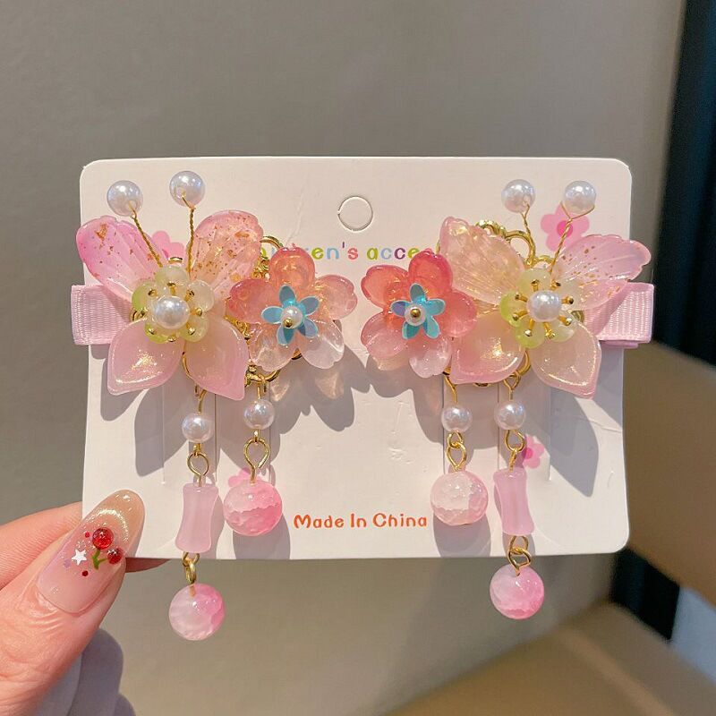 Children's Ancient Style Hair Accessories, Hairpins, Han Dynasty Costume Accessories, Tassels, Flowers, Super Fairy Clips, Girls' Glass Headdresses, Butterflies