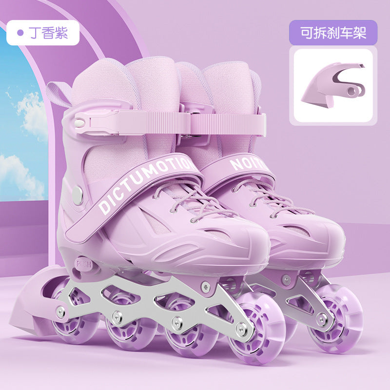 Children's Skates, Beginners' Professional Roller Skates, 6-12 Years Old Men's and Women's Single-Row Roller Skates, Entry-Level Roller Skates