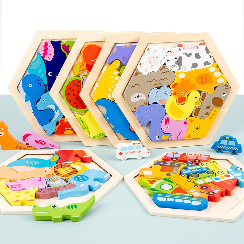 Baby Toy Wooden jigsaw Puzzle Creative 3D Puzzle for Children's Intelligence Development Early Educational toys for Children