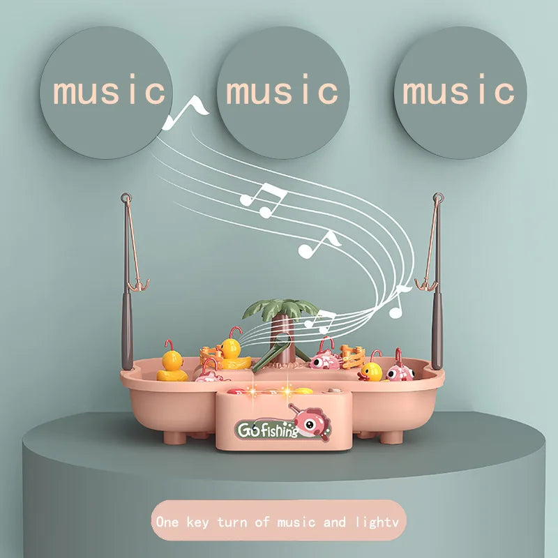 Electric Fishing Toys With Music Lights Water Play Game Music Electric Circulation Fishing Duck Games for Kids