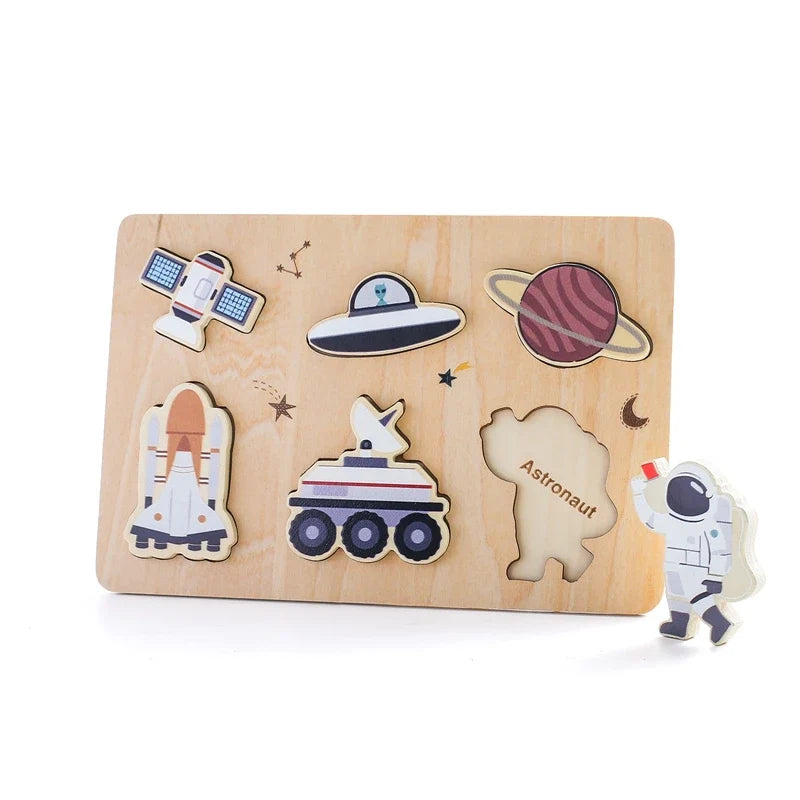 Baby Toys Montessori Wooden Puzzles Toys Cartoon Animal Shape Tangram Jigsaw Block Toys Kids Cognition Learning Educational Toys