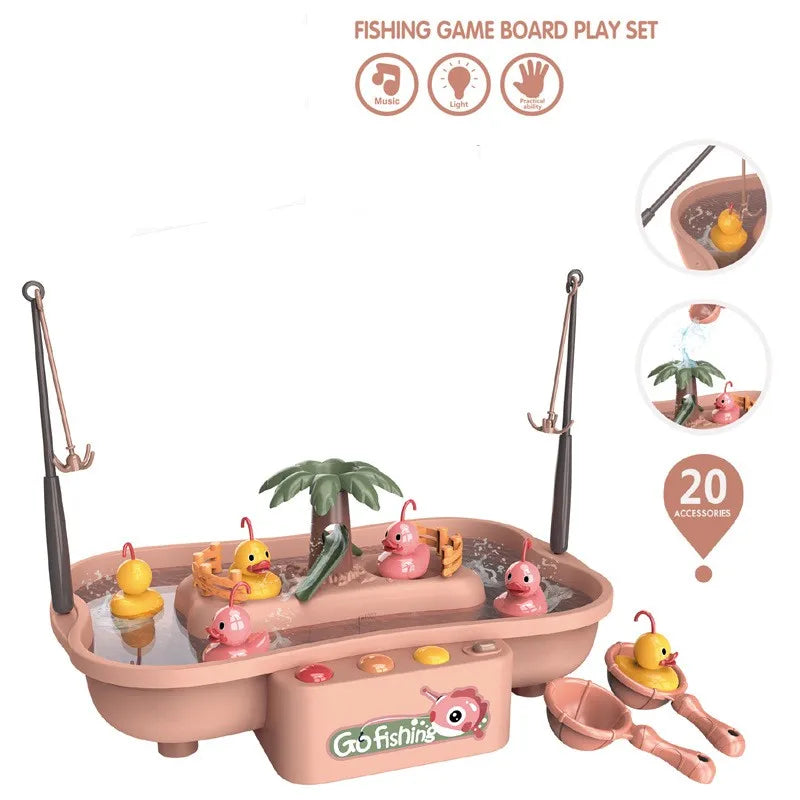 Electric Fishing Toys With Music Lights Water Play Game Music Electric Circulation Fishing Duck Games for Kids