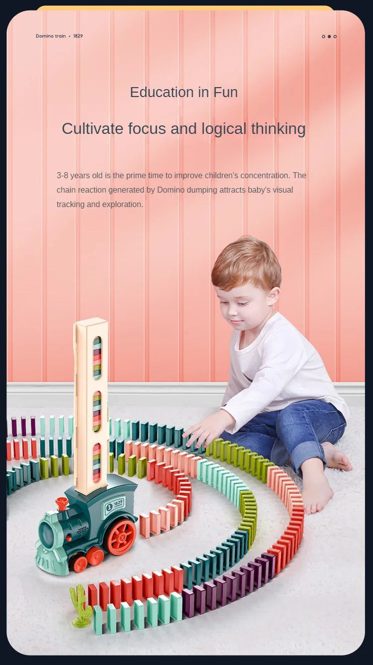 Automatic Laying Domino Train Electric Car Brick Blocks Kits Creative Games Intelligence Educational DIY Toys Kids Birthday Gift