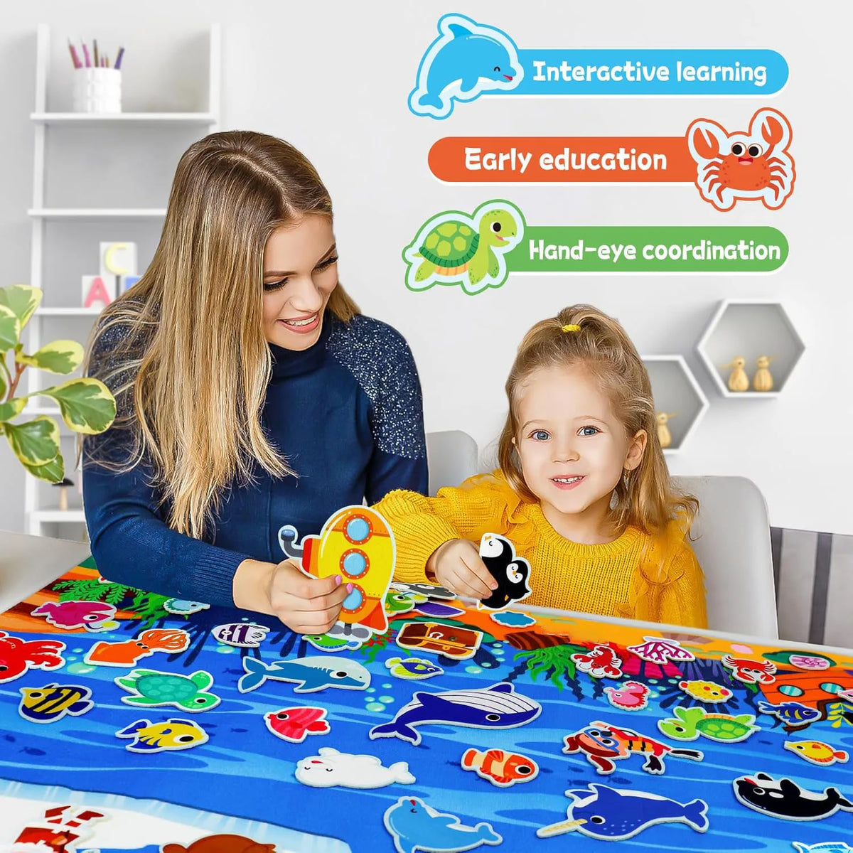 Ocean Felt Story Board Toys Farm Animals Early Learning Storytelling Flannel Board Classroom Educational Interactive Play Kit