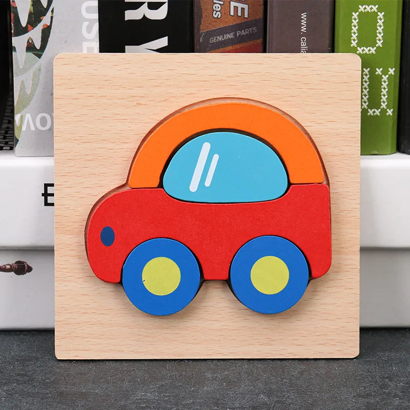 Baby High Quality 3D Wooden Puzzles Educational Cartoon Animals Early Learning Intelligence Puzzle Game Toys for Children