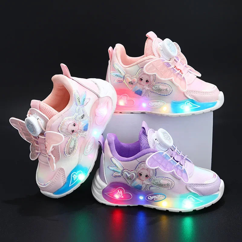 New Disney kids frozen princess cute Casual shoes non-slip soft bottom sports shoes for girl gift eu size 21-30