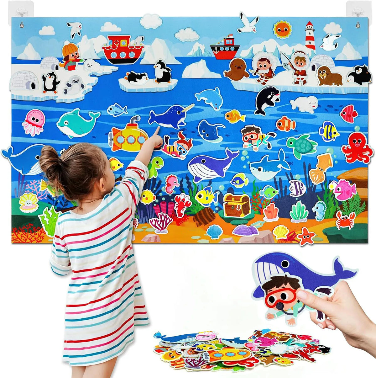 Ocean Felt Story Board Toys Farm Animals Early Learning Storytelling Flannel Board Classroom Educational Interactive Play Kit